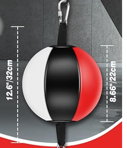 HAWK SPORTS INDUSTRIES Balón de velocidad de doble extremo para boxeo, entrenador de reacción de PU, rojo, negro, blanco, saco de boxeo ajustable para suelo y techo con cuerda - Product Image 5