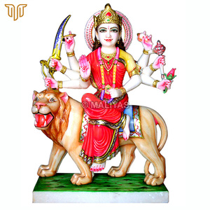 Marble Durga Maa Statue on Lion | Premium Marble Durga Mata Murti for Temple by MALIYAS Jaipur India - Product Image 2