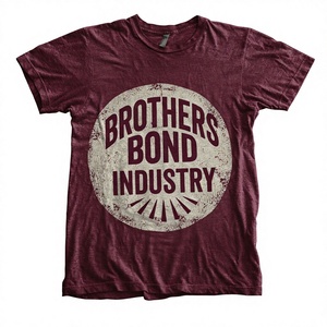 พรีเมี่ยม BROTHERS BOND INDUSTRY เสื้อยืดกราฟิกสีดำล้างสีสไตล์วินเทจ โลโก้ย้อนยุค ผ้าฝ้ายเนื้อนุ่ม สตรีทแวร์ - Product Image 3