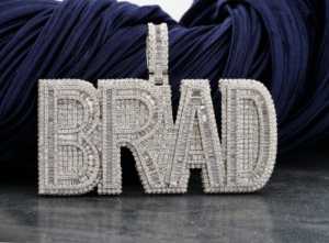 จี้เพชรโมอิสซาไนต์แบบกำหนดชื่อได้ สร้อยคอเงินแท้ 925 ชุบทองคำขาว เครื่องประดับฮิปฮอป - Product Image 3