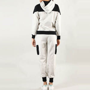 Women Color Blocking <b>Tracksuit</b> Hooded Zipper Full Sleeve Casual Regular Fit Polyester Cotton Autumn Wear Side Pockets - Product Image 4