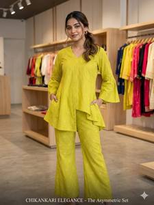 Women Casual Kurta Set With <b>Bell</b> Sleeves And Matching Pants Loose Fit For All Seasons India Pakistan Style - Product Image 2