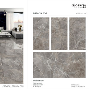 กระเบื้องพอร์ซเลนลายหินขนาดใหญ่เกรดพรีเมียม ผิวมันเงา 600x1200 ซม. ขัดเงา สำหรับปูพื้นและผนัง ตกแต่งภายในและภายนอกสไตล์โมเดิร์น - Product Image 1