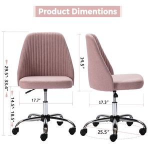 Vanity <b>Chair</b> Armless Swivel <b>Desk</b> <b>Chair</b> with Wheels Adjustable Fabric <b>Makeup</b> <b>Chair</b> Comfortable Home Office Task Computer <b>Chair</b> - Product Image 4