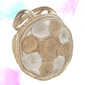 Bolso de mano informal estilo bohemio, ecológico y hecho a mano, de yute trenzado con patrón de letras y asas tejidas duraderas para - Product Image 6
