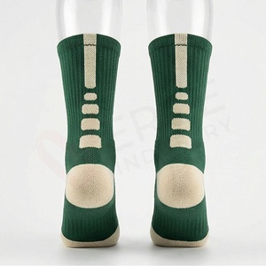 <b>Men's</b> Crew <b>Socks</b> Solid <b>Green</b> Knitted Breathable Cotton Daily Wear Autumn Regular Style - Product Image 2