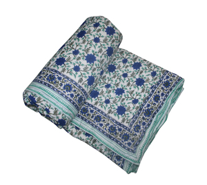 Silkgram Hand Block Print Jaipuri Quilt Handmade Floral Traditional Reversible Eco-Friendly Cotton <b>Bedspread</b> Washable Breathable - Product Image 2