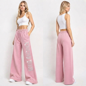 Wholesale Women's Rhinestone Printed Flare Sweatpants Heavyweight Cotton Fleece Pajama <b>Pant</b> <b>Ladies</b> Causal Winter Wear Sweat <b>Pant</b> - Product Image 4