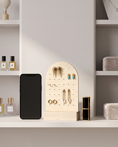 Présentoir élégant et moderne en verre en forme de ruche pour boucles d'oreilles, taille et couleur personnalisables, compatible avec les lecteurs multimédias LCD, pour la vente au détail et la maison - Product Image 2