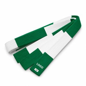 Cinturón de Taekwondo Verde y Blanco Personalizado de 1.8M, Equipo de Entrenamiento de Artes Marciales Duradero Unisex, Precio al por Mayor, Diseño Personalizado OEM - Product Image 4