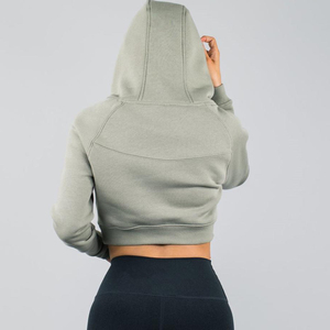 Sudadera con capucha corta para mujer, color liso, 100% algodón, resistente al viento, ecológica, personalizada, en oferta, precio bajo. - Product Image 6