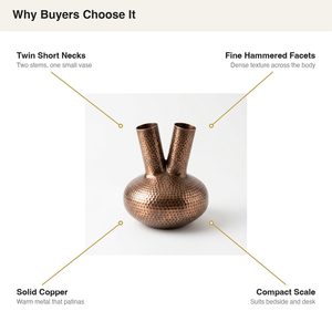 Handmade Antique <b>Copper</b> Twin Neck Table <b>Vase</b> 14 cm for Home Decor & Weddings - Product Image 4