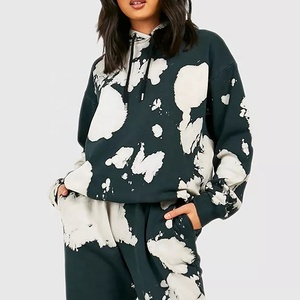 Women's <b>Oversized</b> <b>Hoodie</b> With <b>White</b> Splatter Print Full Sleeve Cotton Knitted Sweatshirt Autumn Street Style Pullover - Product Image 1