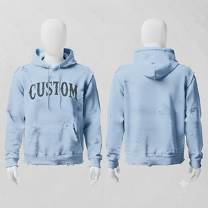 Sudadera con Capucha Personalizada, Azul Claro, Algodón French Terry, Diseño con Bolsillo, Estilo Casual Oversize para Hombre, Ropa de Otoño - Product Image 1