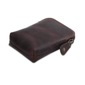 Estuche de Cuero Genuino Personalizado para Cartas de Póker con Cierre, Porta Cartas Marrón Vintage, Bolsa de Almacenamiento para Viaje - Product Image 4