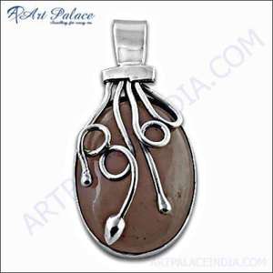 925artpalace Colgante de Plata de Ley 925 Hecho a Mano con Cuarzo Rosa, Elegante y Moderno, Colgantes y Dijes - Product Image 1