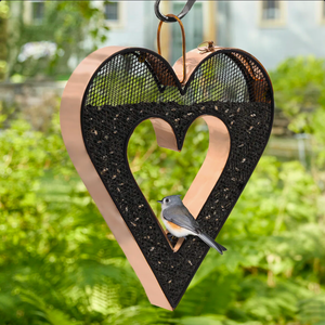 Mangeoire à oiseaux en cuivre en forme de cœur, suspendue, en métal poli, décoration de jardin extérieure, résistante à la rouille, pour cardinaux, style moderne, décoration intérieure - Product Image 2