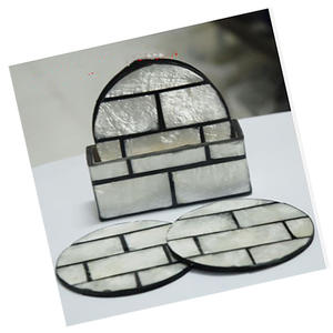 Posavasos de concha marina Capis de color blanco, cristalería y manteles individuales con motivos artísticos de mosaico de conchas marinas - Product Image 2