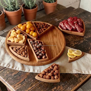 Rustic Eco-Friendly Wooden Divided Serving <b>Tray</b> with Compartments for <b>Snacks</b> Dry Fruits & Appetizers-Dishwasher Safe - Product Image 5