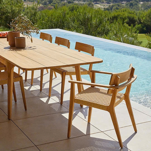 Ensemble table et chaises de jardin OEM/ODM, mobilier d'extérieur, ensemble de salle à manger en aluminium, rotin, bois, patio, 4/6/8 places, tissu personnalisé - Product Image 6