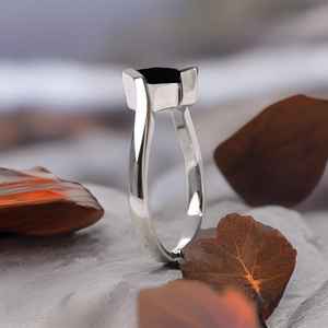 Princess Cut Black <b>Onyx</b> Engagement Ring Vintage Unique Rose Gold Princess Cluster Bypass Dainty Wedding Ring - Product Image 2