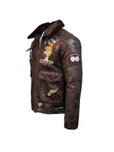 Top Gun Victory Vintage Bomber Leather <b>Jacket</b> - Product Image 3