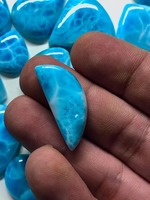 Larimar Azul Natural, Gema Suelta en Forma de Cabujón, Hecha a Mano, Certificada por IGI, 6mm, 2-5 Quilates, Opalescente, para Joyería