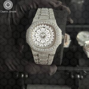 Montre de luxe Charm_Jewels en acier inoxydable, boîtier de 40 mm, incrustée de diamants, mouvement mécanique analogique, étanche 10 bars, automatique - Product Image 1