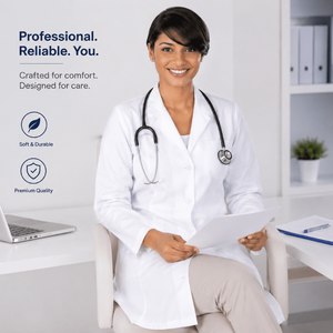 Bata Médica Profesional de Algodón para Mujer, Manga Larga, Blanca, con Protección Contra Pinchazos, Uniforme para Personal de Hospital y Enfermeras - Product Image 5