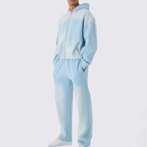 Acid Wash Sweat Suit Top Quality Sun Faded Tracksuit Hooded & <b>Trouser</b> 100% Cotton Baggy Look Unisex Tracksuit Set - Product Image 1