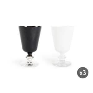 Juego de 6 Copas Excelsa de Cristal Noble 8,5x13x8,5 cm Blanco Negro - Product Image 2