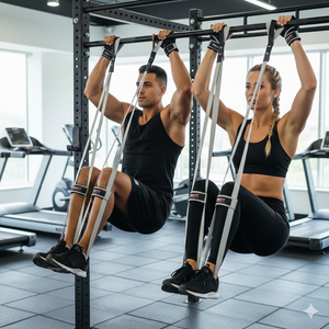 Sangles abdominales suspendues Rexfit Sport Professional avec rembourrage en mousse souple et support pour les bras, pour barre de traction, balançoire abdominale et entraînement de levée de jambes - Product Image 3