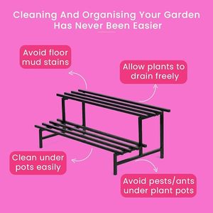 Support à plantes moderne en métal pour intérieur, 2 niveaux, revêtement poudré, design minimaliste pour fleurs et plantes vertes, usage domestique - Product Image 6
