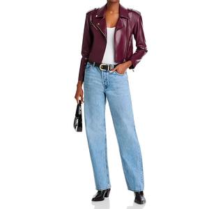 Chaqueta de Cuero de Cabra Genuino para Mujer, Chaqueta de Motociclista de Moda de Invierno, Fabricante OEM Personalizado - Product Image 4