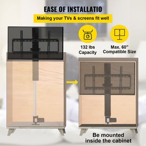 Ascensore TV Automatico con Telecomando, Corsa 31 Pollici, Altezza Regolabile 42-73 Pollici, Supporta Schermi fino a 60 Pollici, Capacità 132 Libbre - Product Image 6