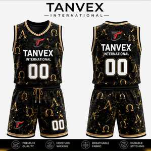 Ensemble de maillots de basketball TANVEX International, entièrement imprimé, uni, écologique, 100 % polyester, personnalisé pour équipe, sans manches, col en V, anti-humidité - Product Image 5