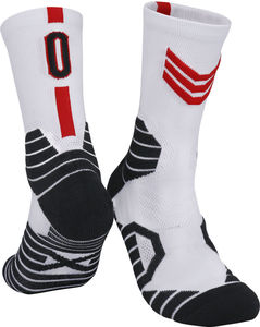 Chaussettes de sport blanches, rouges et noires, tricotées jacquard, respirantes, à motif géométrique, pour le basketball, adultes, été - Product Image 1