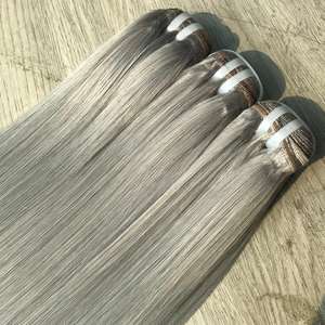 Extensions de cheveux vietnamiens vierges Super qualité 100% prix d'usine os droit Super Double dessiné couleur grise - Product Image 1