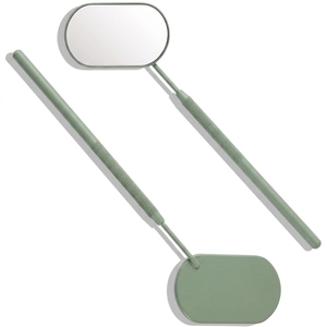Oval Wide Angle Eyelash Extension <b>Mirror</b> Professional Lash Inspection <b>Mirror</b> Stainless Steel Non Slip Handle Lighted Silver - Product Image 1