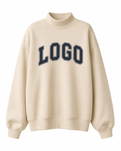 Sudadera Oversize de Cuello Alto para Mujer, 100% Algodón, Estampado de Letras, Transpirable, Tejida, Corte Regular, para Otoño - Product Image 1