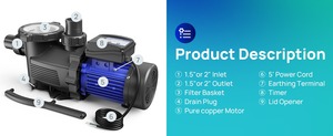 Bomba de Piscina Sumergible de Alto Flujo y Autocebado para Todo Tipo de Piscinas, Color Azul Hielo - Product Image 5
