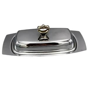 Porte-beurre en métal de qualité supérieure avec poignée unique en forme de poing doré, élégant récipient à beurre moderne en métal, vaisselle de service élégante pour la cuisine - Product Image 3