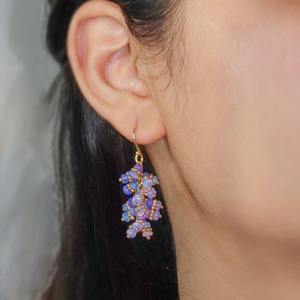 Pendientes Colgantes de Plata de Ley Chapados en Oro con Ópalos y Cuentas, con Cristales Morados y Azules, Ideales para Regalo de Boda o Fiesta - Product Image 2