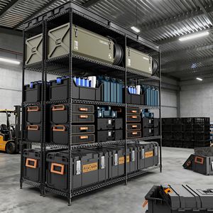 Scaffali in Metallo Ultra Resistenti a 5/4 Ripiani per Cucina/Garage, Capacità 1500/1200 LBS, Ripiani in Rete Regolabili a Doppia Fila, Durevoli - Product Image 2