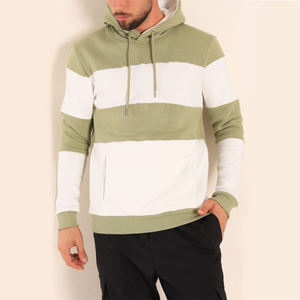 Sudadera con Capucha de Alta Calidad para Hombre, Diseño Color Block, Personalizada, de Algodón y Felpa, Estilo Urbano, Oversize, con Rayas - Product Image 1