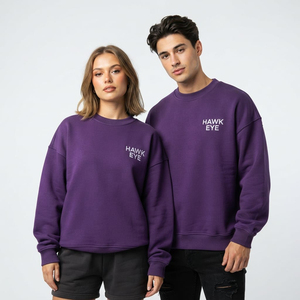 เสื้อสตรีทแวร์ผู้หญิงทรงโอเวอร์ไซส์ ไหล่ตก สีพื้น ผ้าคอตตอนหนา รับผลิตโลโก้ตามสั่ง - Product Image 6