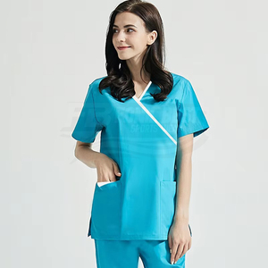Blusa Médica con Cuello en V para Mujer, Azul Marino, Algodón y Poliéster, Uniforme de Hospital con Bolsillos para Personal Médico, Diseño Personalizado - Product Image 6