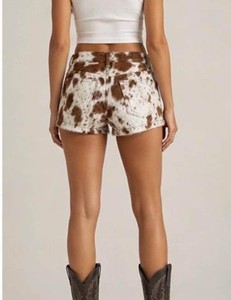 Shorts de Cuero Vacuno para Mujer, Cintura Alta, Estilo Vintage, Moda Casual, Diseño de Diseñador, Personalizados, OEM, al por Mayor - Product Image 3
