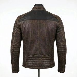 Mens Streetwear Leather Jacket Tanned <b>Stand</b> Collar Winter Custom Design Color ODM Service - Product Image 2