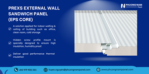 Panel Sándwich EPS de 50 mm PREXS Phuong Nam, Ecológico, Resistente al Fuego, Revestimiento Metálico para Paredes Exteriores, Sistema de Paneles Rentable para Construcción Civil - Product Image 2